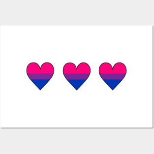 BISEXUAL FLAG HEARTS Posters and Art